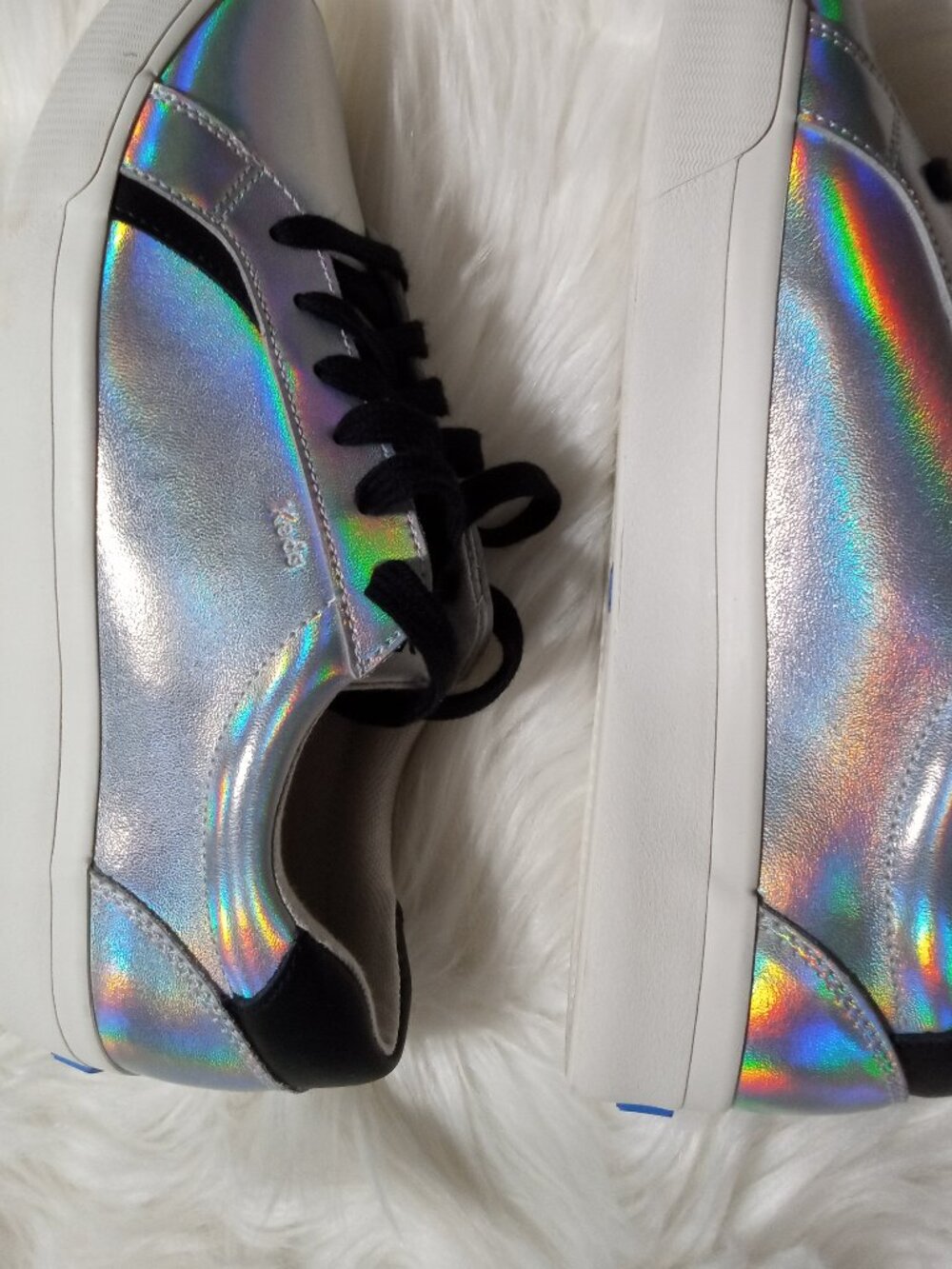Keds Women's Iridescent Silver Lace Sneakers - Size 9 - Picture 4 of 5